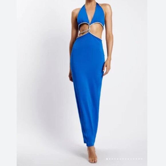The NICHA Diamante Cut Out Midi Dress by Meski Cobalt Blue NWT (pp) - Picture 2 of 4